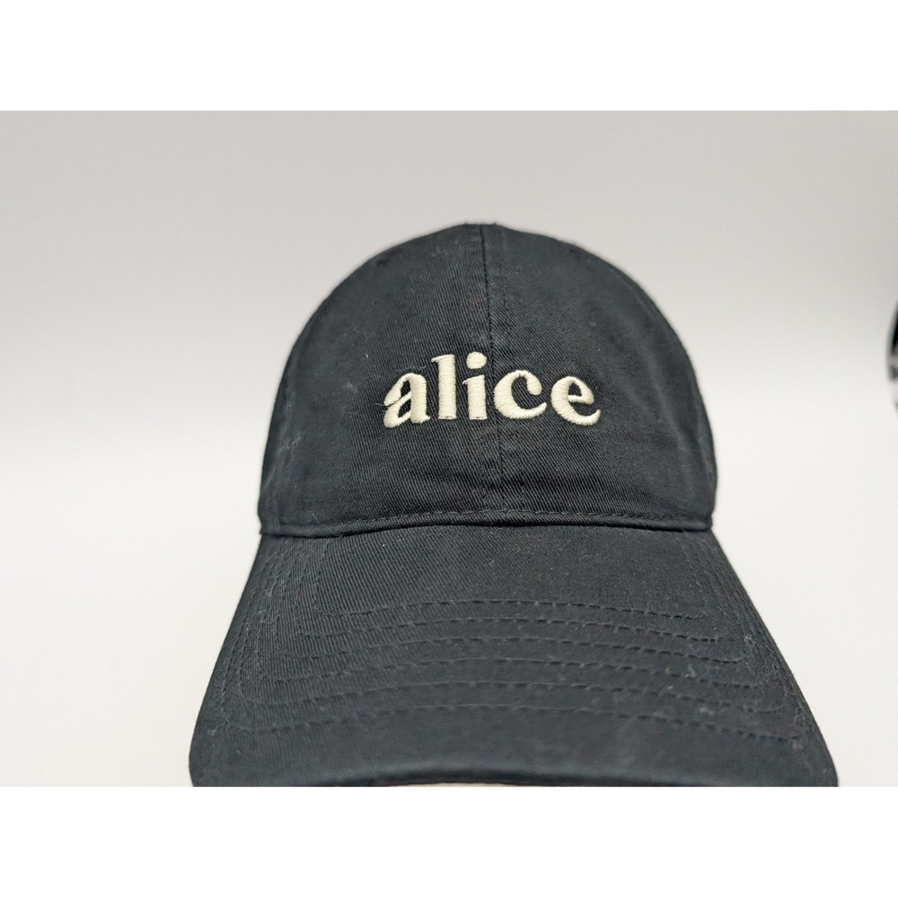 Alice Mushroom Embroidered Baseball Cap Black Cotton Adjustable Hat JXZG